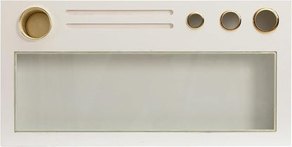ALIMORDEN Floating Shelf with Drawer,Floating Drawer for Bathroom, White Wall Mounted Desk,Pull Out Drawer, 31 inch Surface, Floating Wall Desk, Hanging Desk, White