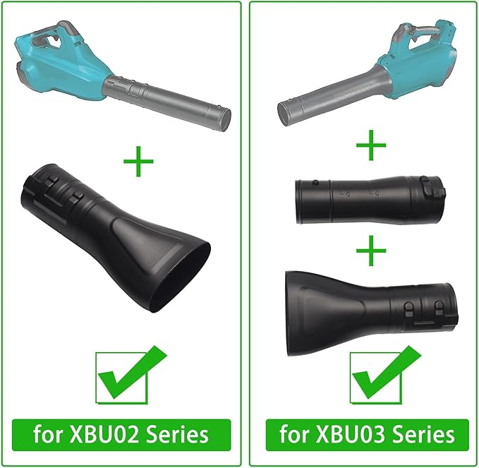 191B21-6 191L13-5 Adapter Pipe & 197889-6 Flat end Nozzle, Compatible with Makita Blower, for Makita X2 36V Hand Held Blower XBU02Z - XBU03 18V Brushless Cordless Blower