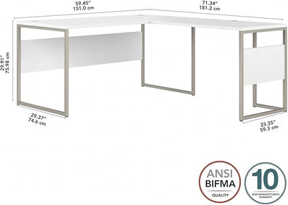 Bush Business Furniture Hybrid L Shaped Table Desk with Metal Legs, 60W x 30D, White