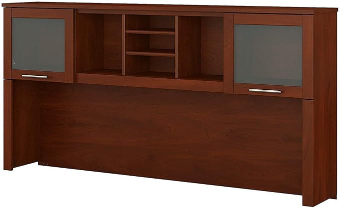 Bush Furniture Somerset 72W Desk Hutch in Hansen Cherry, Attachment with Shelves and Cabinets for Home Office
