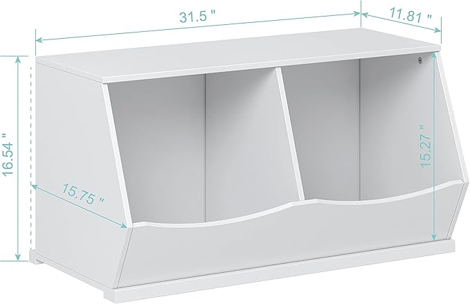 UTEX Toy Storage Organizer,Stackable Kids Toy Storage Cubby with 2 Bins,Toy Boxes and Storage for Playroom,Bedroom,Nursery School,White