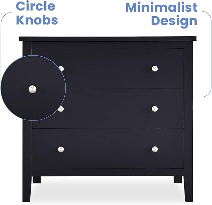 Delta Children Campbell 3 Drawer Dresser, Midnight Grey