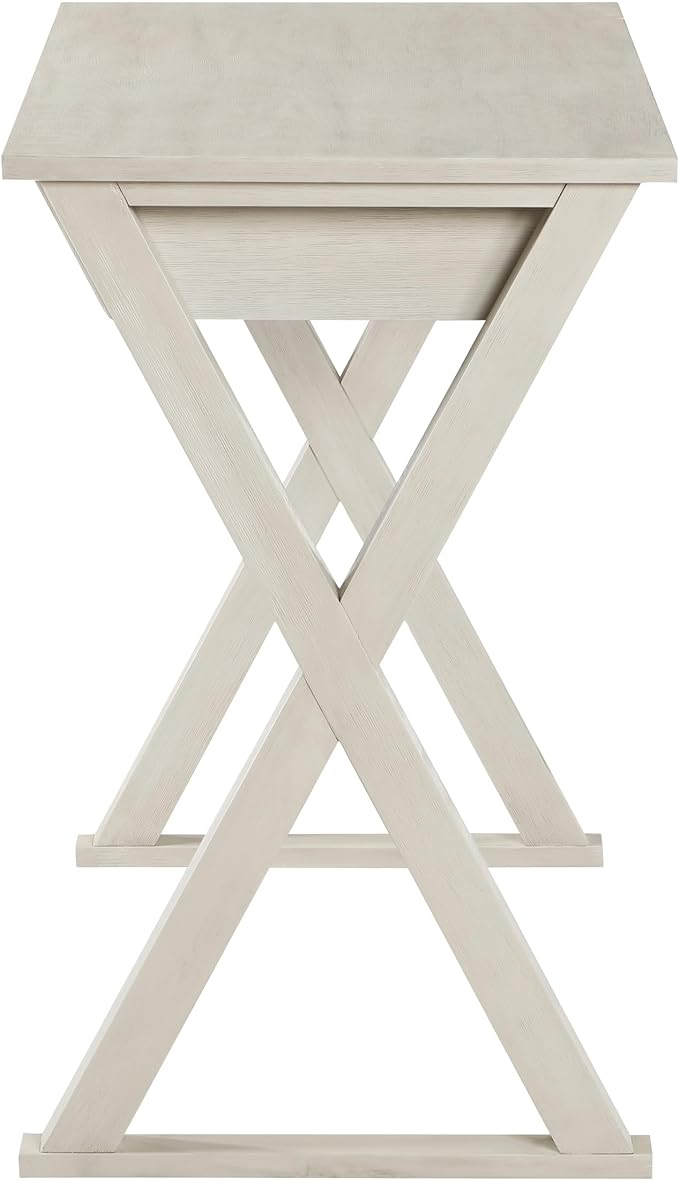 OSP Home Furnishings Marna Modern Writing Home Office Desk with Drawer, Weathered White Finish