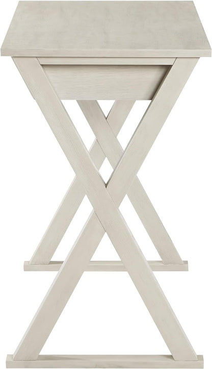 OSP Home Furnishings Marna Modern Writing Home Office Desk with Drawer, Weathered White Finish