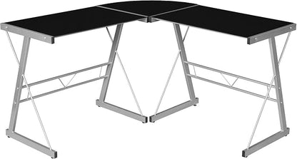 Regency Home Corner Desk, 60 inch, Black Glass