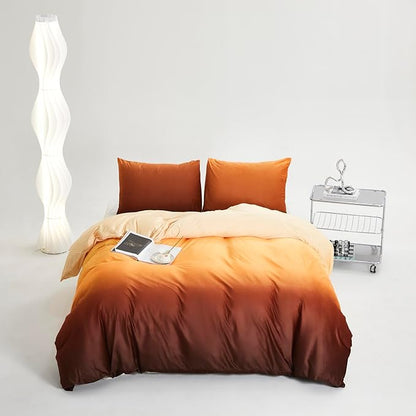 Wellboo Orange Gradient Comforter Sets King Yellow and Orange Velvet Bedding Comforters Women Modern Plain Orange Brown Flannel Quilts Farmhouse Abstract Art Orange Plush Blanket Winter Fuzzy Bed