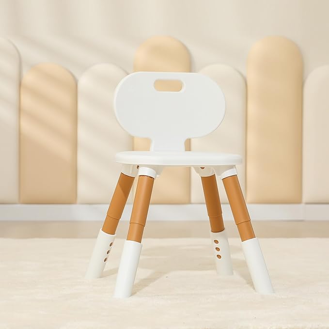 3 Level Height Adjustable Kids Chairs Plastic Preschool Chair Durable and Lightweight Child Chair with a Maximum Load Capacity of 220 pounds Suitable for Day Care, Classroom, and Home (1-Pack Beige)