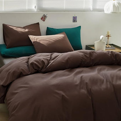 Brown Comforter Set Cal King Coffee Color Bedding Set 3 PCs Solid Chestnut Brown All Season Blanket Set Women Coffee Brown Color Lightweight Comforter Set Cal King Breathable Bed Comforter