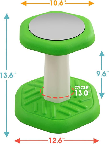 Kids Wobble Stool Chair Seat, Flexible Classroom Seating Improves Focus, Posture & Helps ADHD/ADD. Wobble Stools for Classroom Seating, Ages 3-8, Blue+Green