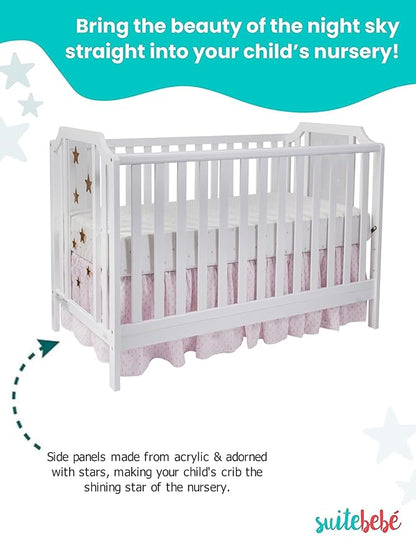 Suite Bebe Celeste 3 in 1 Convertible Island Crib, Wood and Acrylic, White