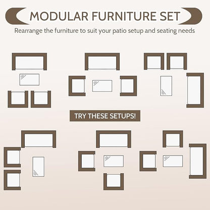 FDW 4 Pieces Patio Furniture Set Wicker Patio Conversation Set with Rattan Chair Loveseats Coffee Table for Outdoor Indoor Garden Backyard Porch Poolside Balcony,Brown Wicker/Blue Cushions