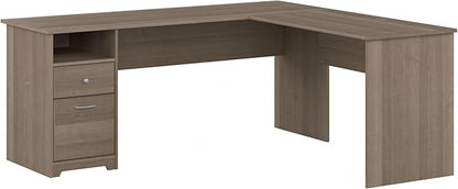 Bush Furniture Cabot 72W L Shaped Computer Desk with Drawers, Ash Gray
