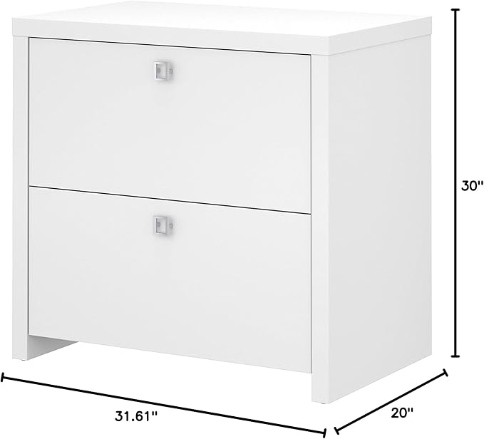Bush Business Furniture Echo Lateral File Cabinet in Pure White with Satin Silver Handles, Home Office Storage for Letter, Legal, and A4-size Documents