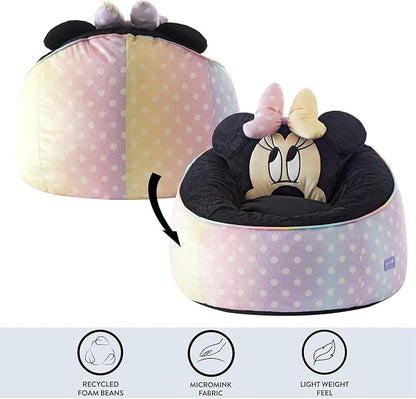 Idea Nuova Disney Minnie Mouse Hillside by pod Plush Kids Bean Bag Chair, 24" Hx24 Hx17 H, Large