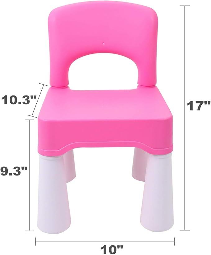 burgkidz Plastic Kids Chair, Durable and Lightweight, 9.3" Height Seat, Indoor or Outdoor Use for Toddlers Boys Girls Aged 3+ (Pink)