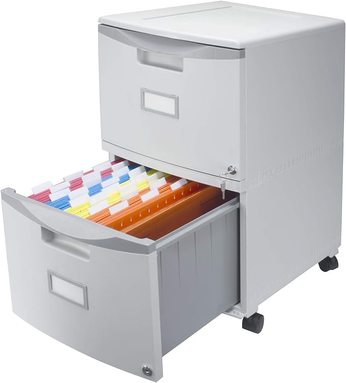 Storex 61310A01C File Cabinet, 1-Pack, Grey/Dark Grey