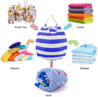 Stuffed Animal Storage Bean Bag Chair Cover for Kids Room, Stuffed Animals Storage Organizer Boys and Girls Plush Toy—Deep Blue