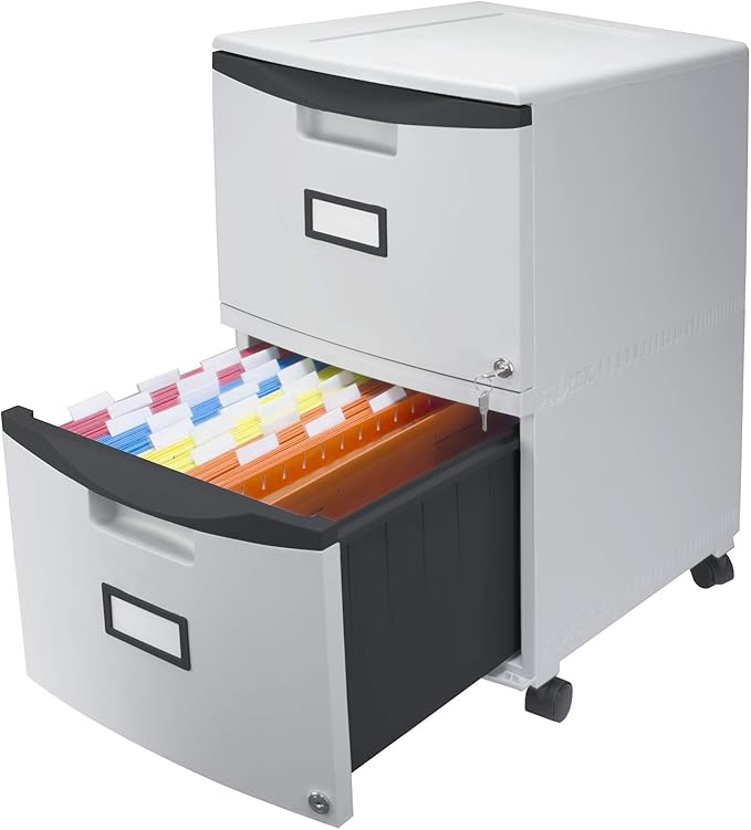 Storex 61311A01C File Cabinet, 1-Pack, Gray/Black