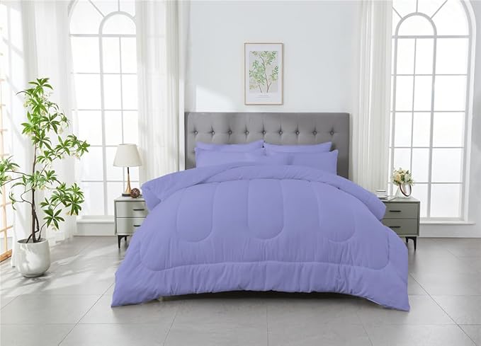 3 Piece Solid Color All Season Bedding Comforter Set Microfiber Soft Lightweight Bedding Set for Kids Teens Adults Room Decor with 1 Comforter and 2 Pillowcases Queen