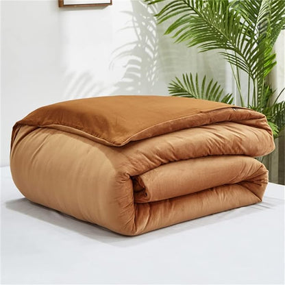 Wellboo Velvet Full Size Comforter Set Pumpkin Fluffy Bedding Set for Women Girls Burnt Orange Plush Bedding Comforters Solid Terracotta Flannel Quilt Soft Rust Pumpkin Fuzzy Blanket Sherpa Shaggy Bed