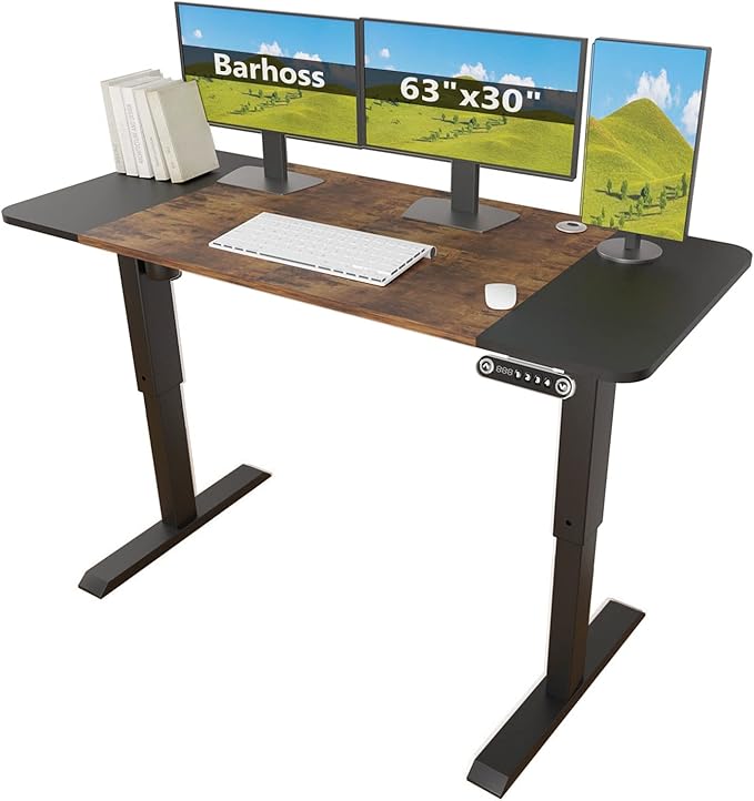 Standing Desk Adjustable Height Desk,63x30Inches, Stand Up Desk Table for Home Office, Home Office Computer Desk,Memory Preset,Height adjustments from 28" to 46"