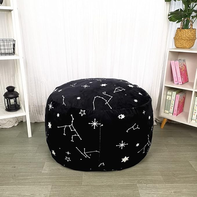 Bean Bag Chair COVER -(NO BEANS) for kids Teens, zipper opening, soft velvet, X-Large (34" Black)