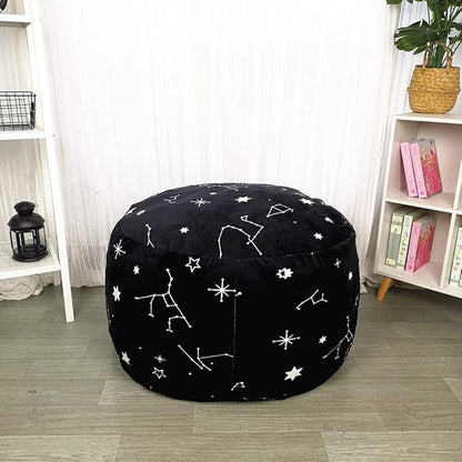 Bean Bag Chair COVER -(NO BEANS) for kids Teens, zipper opening, soft velvet, X-Large (34" Black)