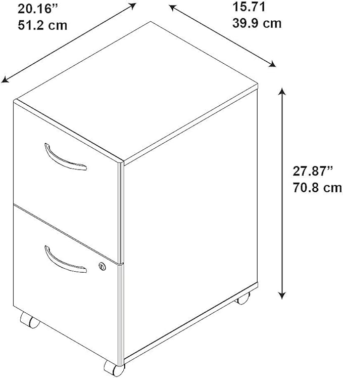 Bush Business Furniture Series C 2 Drawer Mobile File Cabinet in Mocha Cherry - Assembled