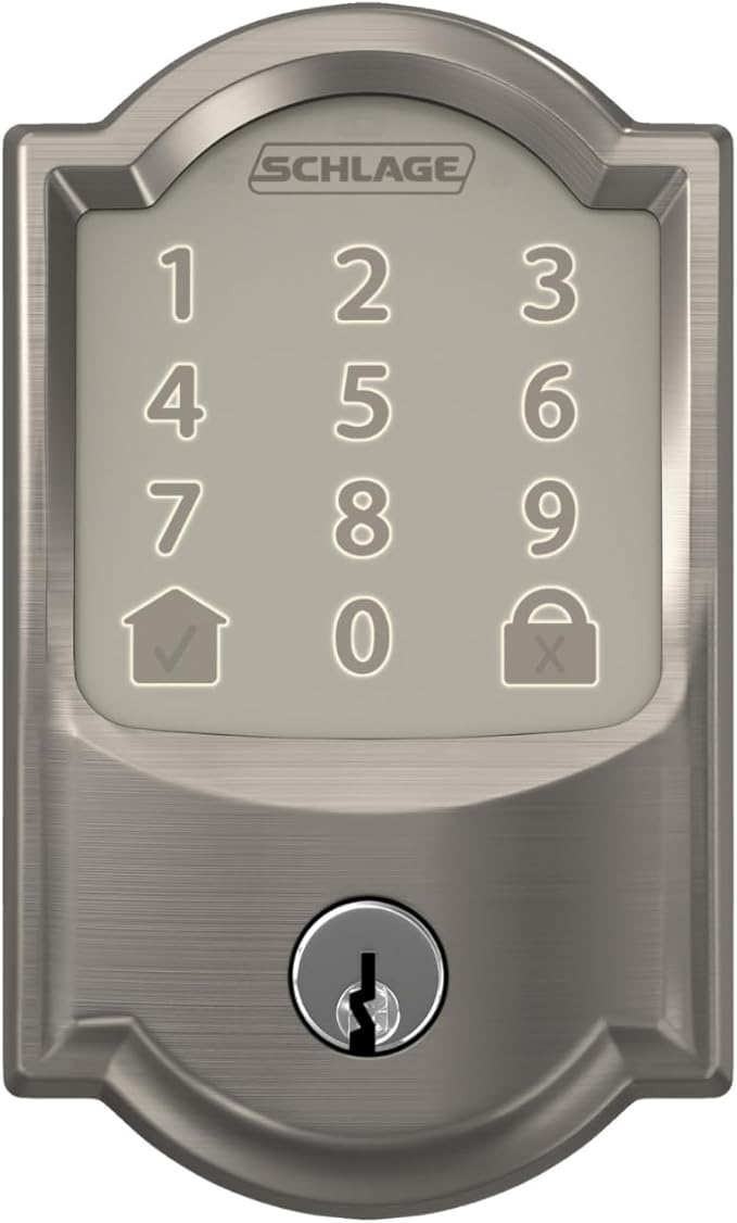 SCHLAGE Encode Smart Wi-Fi Deadbolt with Camelot Trim in Satin Nickel