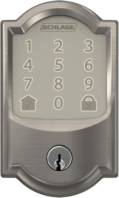 SCHLAGE Encode Smart Wi-Fi Deadbolt with Camelot Trim in Satin Nickel