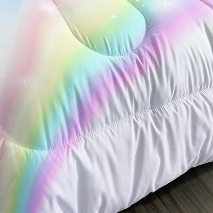 Unicorn Comforter Set for Girls Butterfly Bedding Set Rainbow Quilt Set Twin with 1 Comforter and 2 Pillowcases