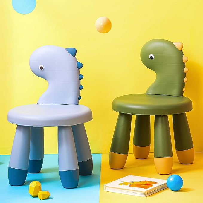 2 Pcs Plastic Dino Chair Sturdy Dinosaur Chairs Lightweight Activity Chairs Ergonomic Design Anti Slip Step Stool for Indoor Outdoor