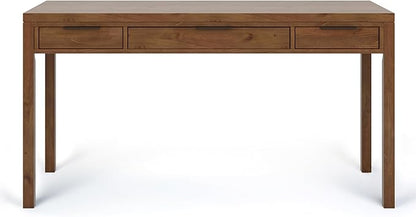SIMPLIHOME Hollander SOLID WOOD 60 inch Wide Home Office Desk, Writing Table, Workstation, Study Table Furniture in Medium Saddle Brown with 2 Drawers