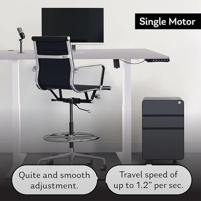 Electric Standing Desk - Adjustable Height Desk with Laptop Stand, Sit Stand Desk, Riser Table (48 inch x 24 inch), Smoothly and Quietly Adjust from 27 to 45 inches, White Frame, Gray Desktop