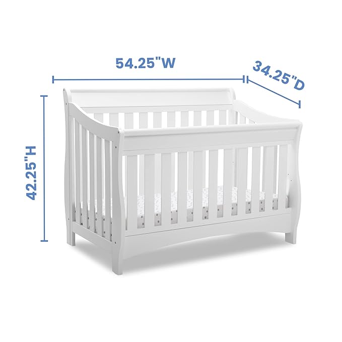 Delta Children Bentley S Series 4-in-1 Crib, White + Serta Perfect Slumber Dual Sided Recycled Fiber Core Crib and Toddler Mattress (Bundle)