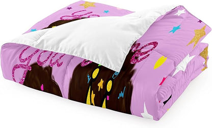 Black Girl Comforter Sets Twin-African Black Girls Twin Comforter Sets for Girls Cute Black Girl Twin Bedding Sets for Girls Princess Room Decor for Girls Bedroom, Twin (1 Comforter 1 Pillowcase)