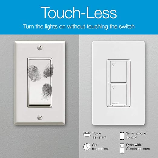 Lutron Caseta Orginal Smart Switch Kit, 2 Smart Light Switches, Pico Remote, Wall Plate Adaptor, & Smart Hub, Works with Alexa, Apple Home, Google Home, 3 Way, 5 Amp, Neutral Required, P-BDG-PKG2WS-WH