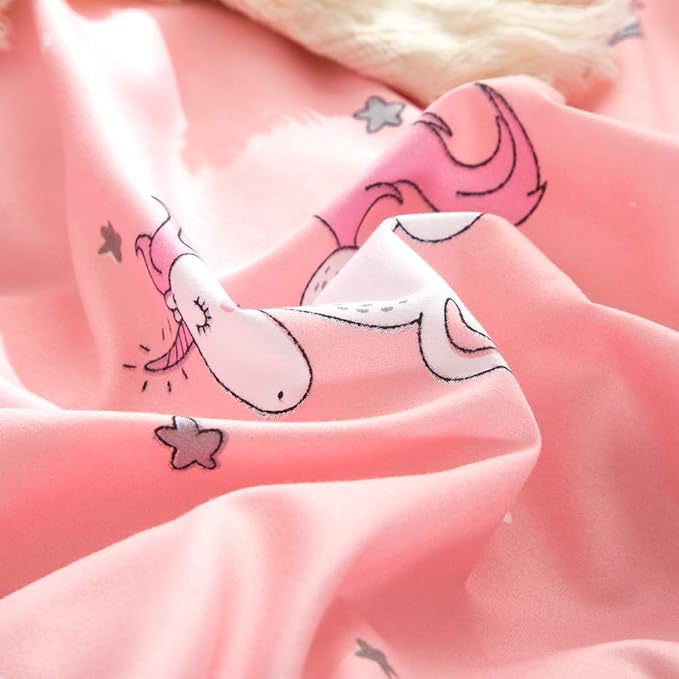 UOZZI BEDDING Bed in a Bag 7 Pieces King Size Unicorn Pink with Rainbow Star - Soft Microfiber, Reversible Bed Comforter Set (1 Comforter, 2 Pillow Shams, 1 Flat Sheet, 1 Fitted Sheet, 2 Pillowcases)