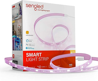 Sengled Smart Zigbee Multicolor Light Strip, 2M (6.56ft) Base Kit, Hub Required, Also Works with Alexa & Google Assistant, RGBW, Extendable, High Brightness, 1400Lumens (E1G-G8E)