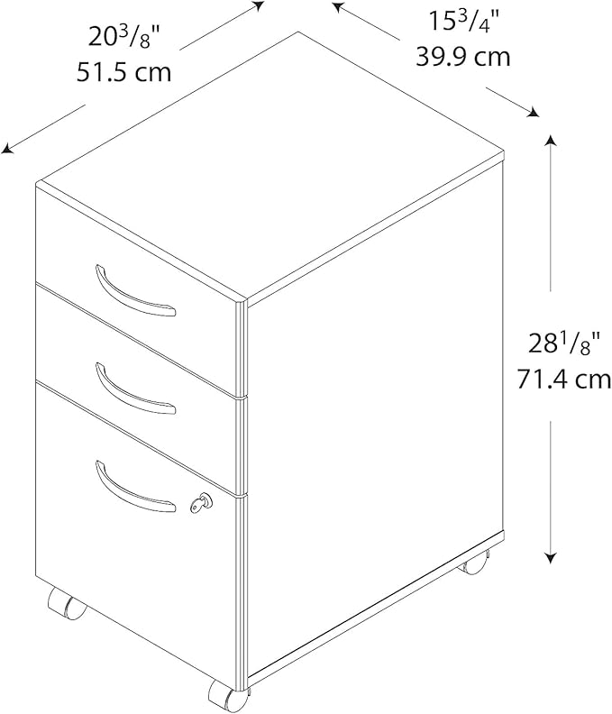 Bush Furniture BSHWC72453SU Series C Collection Three-Drawer Mobile Pedestal (Assembled) Natural Cherry