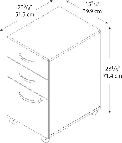 Bush Furniture BSHWC72453SU Series C Collection Three-Drawer Mobile Pedestal (Assembled) Natural Cherry