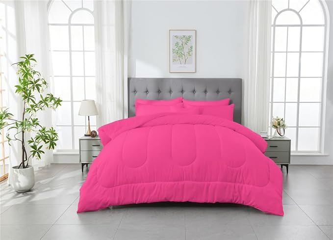 3 Piece Solid Color All Season Bedding Comforter Set Microfiber Soft Lightweight Bedding Set for Kids Teens Adults Room Decor with 1 Comforter and 2 Pillowcases Queen