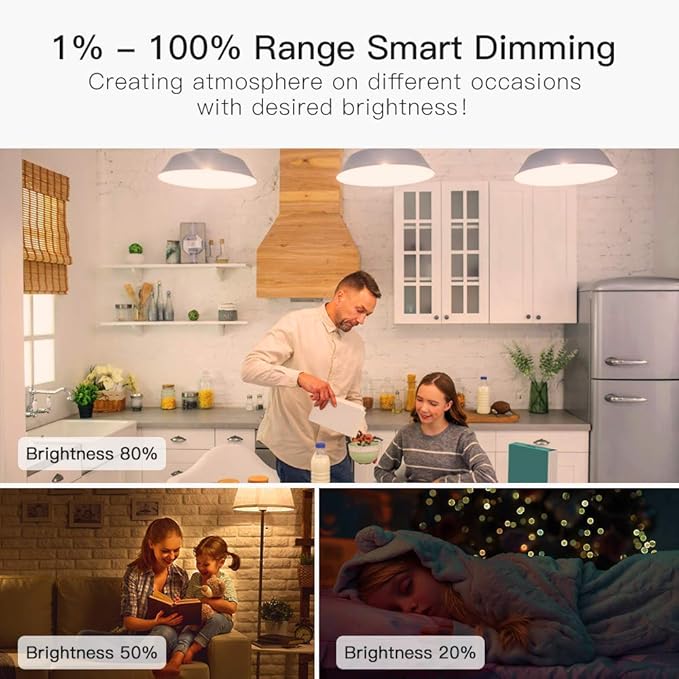 TREATLIFE Smart Light Bulbs, WiFi LED Light Bulb, Dimmable Smart Bulb Works with Alexa, Google Home, SmartThings, Warm White& Cool White(2700K-6500K), 2.4Ghz, 800LM, E26, A19, 9W, No Hub Required