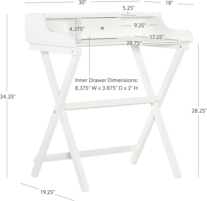 Linon Home Décor Mable White Folding Desk