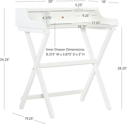 Linon Home Décor Mable White Folding Desk