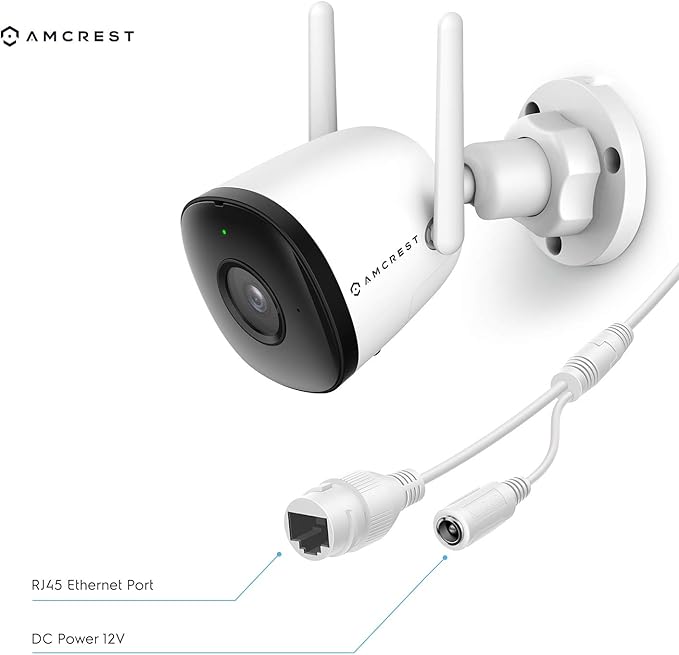 Amcrest SmartHome 4MP Outdoor WiFi Camera Bullet 4MP Outdoor Security Camera, 98ft Night Vision, Built-in Mic, 106° FOV, 2.8mm Lens, MicroSD Storage (Sold Separately), ASH43-W (White)