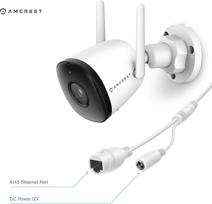 Amcrest SmartHome 4MP Outdoor WiFi Camera Bullet 4MP Outdoor Security Camera, 98ft Night Vision, Built-in Mic, 106° FOV, 2.8mm Lens, MicroSD Storage (Sold Separately), ASH43-W (White)