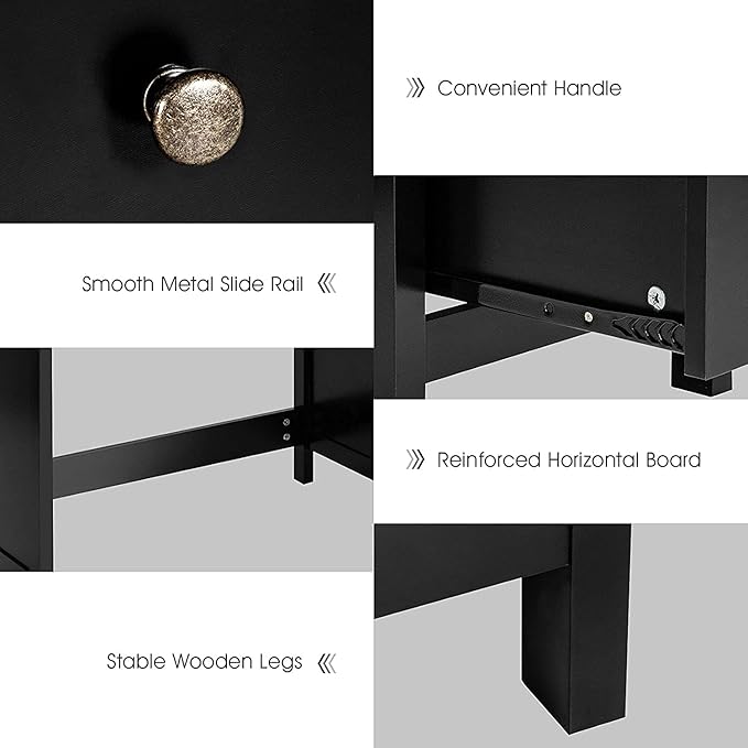 3-Drawer Computer Desk, Black
