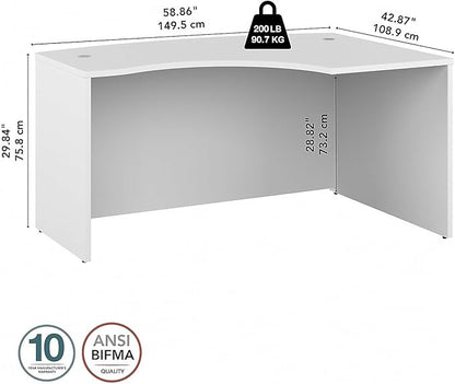 Bush Business Furniture Studio C 60W x 43D Right Hand L-Bow Desk Shell in White