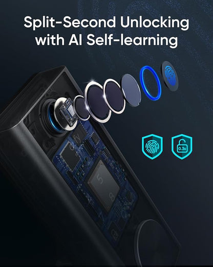 eufy Security Smart Lock S230, Keyless Fingerprint Lock for Front Door, Easy Installation, Built-in Wi-Fi, Reliable App for Remote Access, One-Year Battery Life, BHMA Certified, IP65 Weatherproof